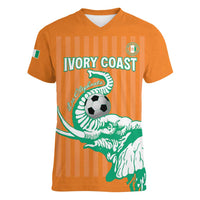 Custom Ivory Coast Football Women V-Neck T-Shirt Come On Elephants