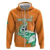 Custom Ivory Coast Football Zip Hoodie Come On Elephants