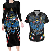 Custom Antigua and Barbuda Cricket Couples Matching Long Sleeve Bodycon Dress and Hawaiian Shirt Come On Falcons