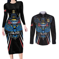 Custom Antigua and Barbuda Cricket Couples Matching Long Sleeve Bodycon Dress and Long Sleeve Button Shirt Come On Falcons