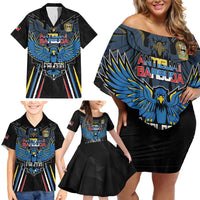 Custom Antigua and Barbuda Cricket Family Matching Off Shoulder Short Dress and Hawaiian Shirt Come On Falcons