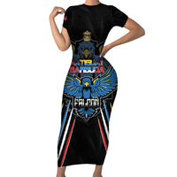 Custom Antigua and Barbuda Cricket Short Sleeve Bodycon Dress Come On Falcons