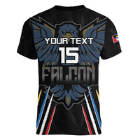 Custom Antigua and Barbuda Cricket Women V-Neck T-Shirt Come On Falcons