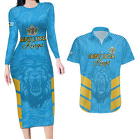 Custom Saint Lucia Cricket Couples Matching Long Sleeve Bodycon Dress and Hawaiian Shirt Go Beinspired