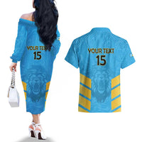 Custom Saint Lucia Cricket Couples Matching Off The Shoulder Long Sleeve Dress and Hawaiian Shirt Go Beinspired