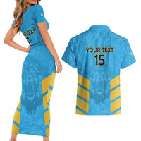 Custom Saint Lucia Cricket Couples Matching Short Sleeve Bodycon Dress and Hawaiian Shirt Go Beinspired
