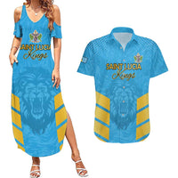 Custom Saint Lucia Cricket Couples Matching Summer Maxi Dress and Hawaiian Shirt Go Beinspired