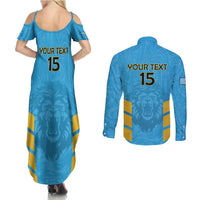 Custom Saint Lucia Cricket Couples Matching Summer Maxi Dress and Long Sleeve Button Shirt Go Beinspired