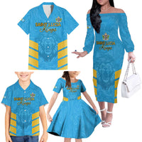 Custom Saint Lucia Cricket Family Matching Off The Shoulder Long Sleeve Dress and Hawaiian Shirt Go Beinspired
