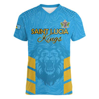 Custom Saint Lucia Cricket Women V-Neck T-Shirt Go Beinspired
