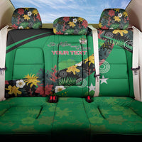 Custom St Kitts and Nevis Cricket Back Car Seat Cover Tropical Flowers Jersey