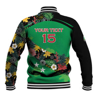 Custom St Kitts and Nevis Cricket Baseball Jacket Tropical Flowers Jersey