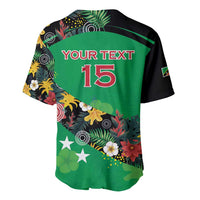 Custom St Kitts and Nevis Cricket Baseball Jersey Tropical Flowers Jersey