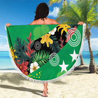 Custom St Kitts and Nevis Cricket Beach Blanket Tropical Flowers Jersey