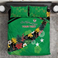 Custom St Kitts and Nevis Cricket Bedding Set Tropical Flowers Jersey