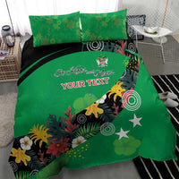 Custom St Kitts and Nevis Cricket Bedding Set Tropical Flowers Jersey