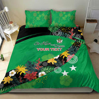 Custom St Kitts and Nevis Cricket Bedding Set Tropical Flowers Jersey