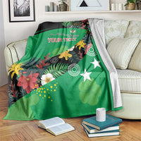 Custom St Kitts and Nevis Cricket Blanket Tropical Flowers Jersey