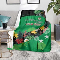 Custom St Kitts and Nevis Cricket Blanket Tropical Flowers Jersey
