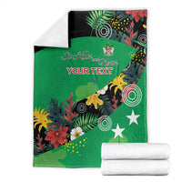 Custom St Kitts and Nevis Cricket Blanket Tropical Flowers Jersey