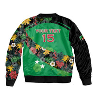 Custom St Kitts and Nevis Cricket Bomber Jacket Tropical Flowers Jersey