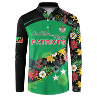 Custom St Kitts and Nevis Cricket Button Sweatshirt Tropical Flowers Jersey