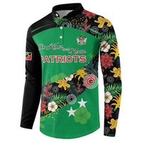Custom St Kitts and Nevis Cricket Button Sweatshirt Tropical Flowers Jersey