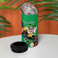 Custom St Kitts and Nevis Cricket 4 in 1 Can Cooler Tumbler Tropical Flowers Jersey