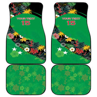 Custom St Kitts and Nevis Cricket Car Mats Tropical Flowers Jersey