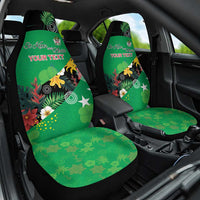 Custom St Kitts and Nevis Cricket Car Seat Cover Tropical Flowers Jersey