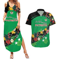 Custom St Kitts and Nevis Cricket Couples Matching Summer Maxi Dress and Hawaiian Shirt Tropical Flowers Jersey
