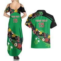 Custom St Kitts and Nevis Cricket Couples Matching Summer Maxi Dress and Hawaiian Shirt Tropical Flowers Jersey