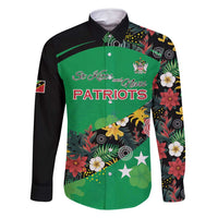 Custom St Kitts and Nevis Cricket Family Matching Long Sleeve Bodycon Dress and Hawaiian Shirt Tropical Flowers Jersey