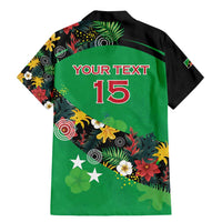 Custom St Kitts and Nevis Cricket Family Matching Mermaid Dress and Hawaiian Shirt Tropical Flowers Jersey