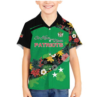 Custom St Kitts and Nevis Cricket Family Matching Mermaid Dress and Hawaiian Shirt Tropical Flowers Jersey