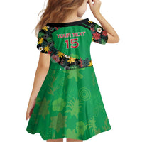 Custom St Kitts and Nevis Cricket Family Matching Off Shoulder Maxi Dress and Hawaiian Shirt Tropical Flowers Jersey