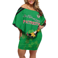 Custom St Kitts and Nevis Cricket Family Matching Off Shoulder Short Dress and Hawaiian Shirt Tropical Flowers Jersey
