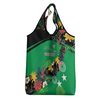 Custom St Kitts and Nevis Cricket Grocery Bag Tropical Flowers Jersey