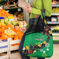 Custom St Kitts and Nevis Cricket Grocery Bag Tropical Flowers Jersey