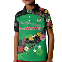 Custom St Kitts and Nevis Cricket Kid Polo Shirt Tropical Flowers Jersey