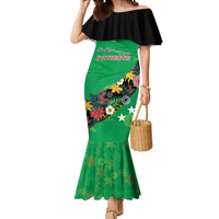 Custom St Kitts and Nevis Cricket Mermaid Dress Tropical Flowers Jersey