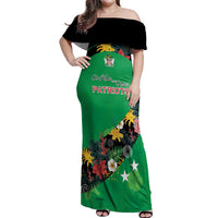 Custom St Kitts and Nevis Cricket Off Shoulder Maxi Dress Tropical Flowers Jersey