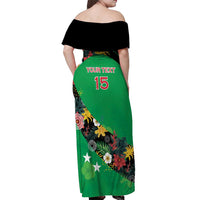 Custom St Kitts and Nevis Cricket Off Shoulder Maxi Dress Tropical Flowers Jersey