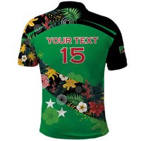 Custom St Kitts and Nevis Cricket Polo Shirt Tropical Flowers Jersey