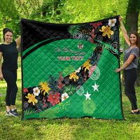Custom St Kitts and Nevis Cricket Quilt Tropical Flowers Jersey