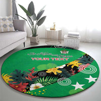 Custom St Kitts and Nevis Cricket Round Carpet Tropical Flowers Jersey