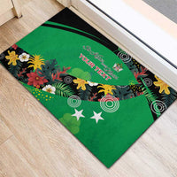 Custom St Kitts and Nevis Cricket Rubber Doormat Tropical Flowers Jersey
