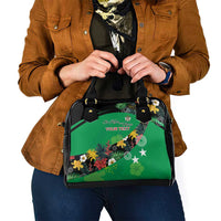 Custom St Kitts and Nevis Cricket Shoulder Handbag Tropical Flowers Jersey