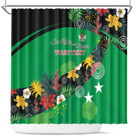 Custom St Kitts and Nevis Cricket Shower Curtain Tropical Flowers Jersey
