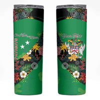 Custom St Kitts and Nevis Cricket Skinny Tumbler Tropical Flowers Jersey